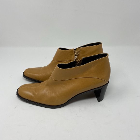 Etienne Aigner Shoes - ETIENNE AIGNER Lancer Heeled Tan Leather Ankle Booties